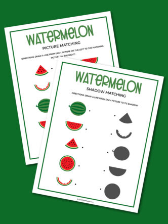 Watermelon matching worksheets