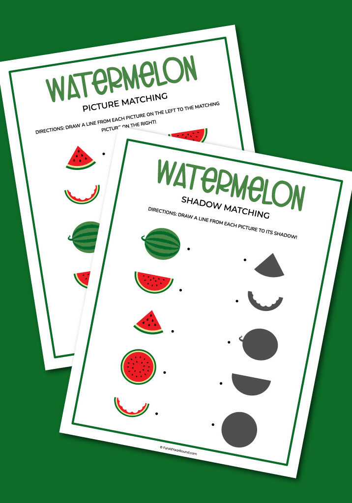 Watermelon matching worksheets