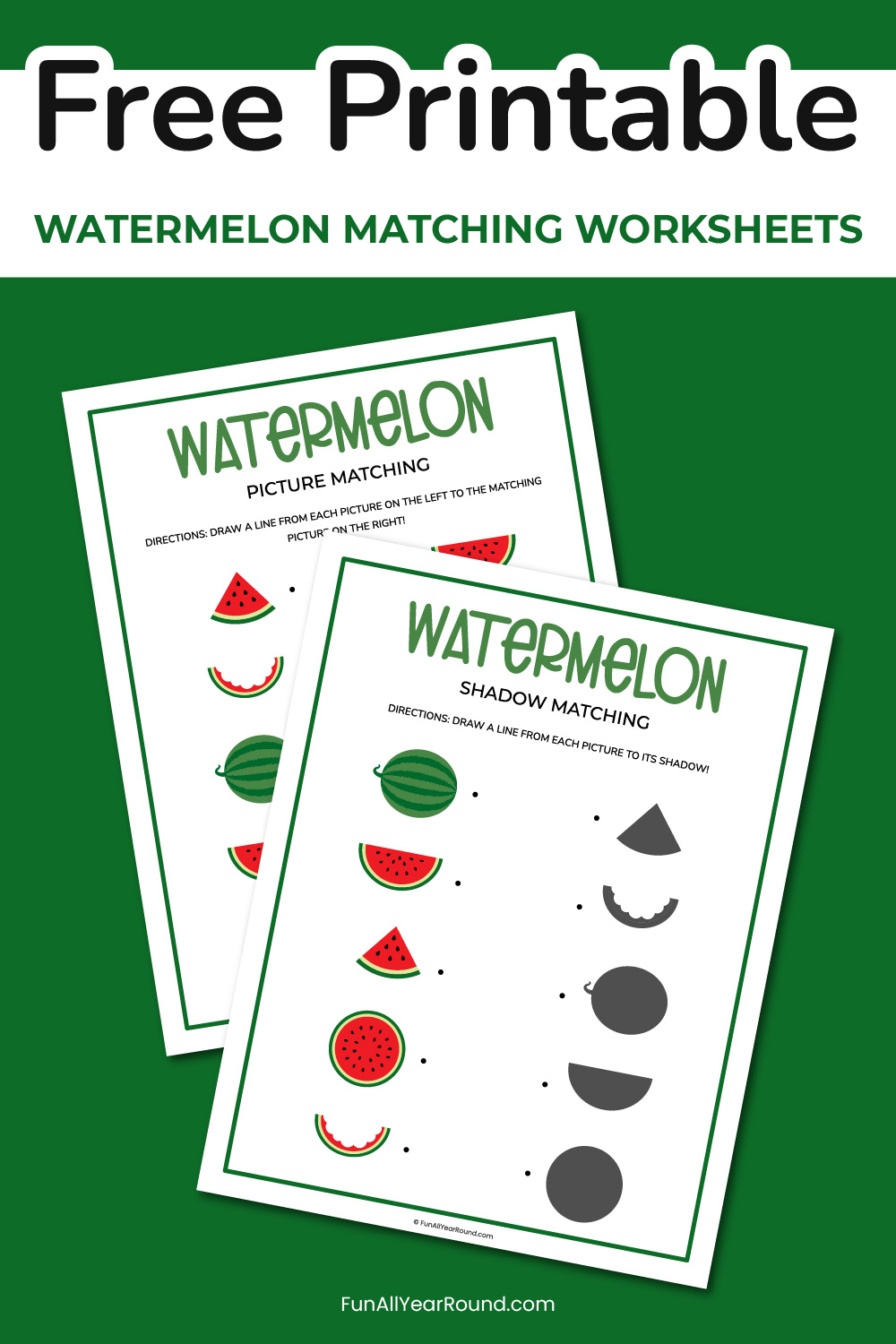 Watermelon matching worksheets