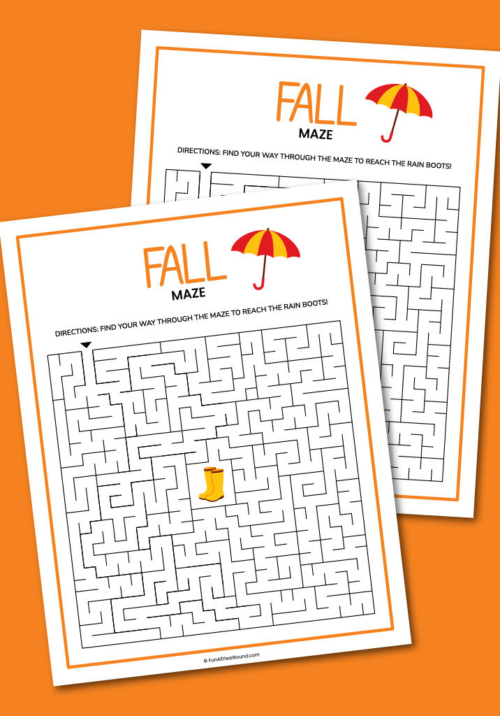 printable fall maze