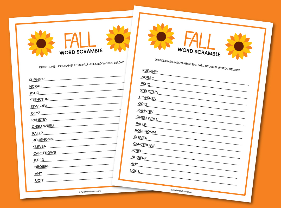 Fall word scramble