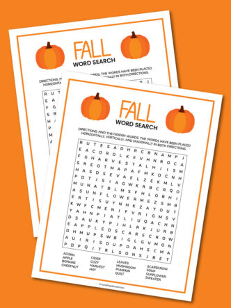 fall word search