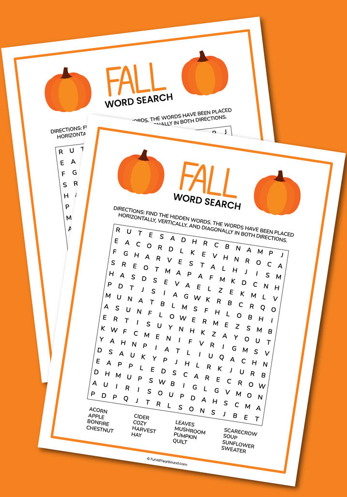 fall word search