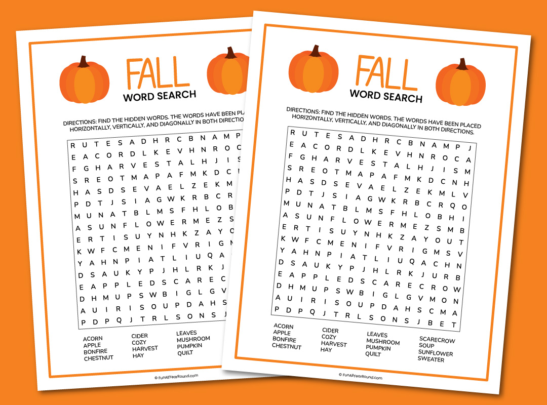 fall word search