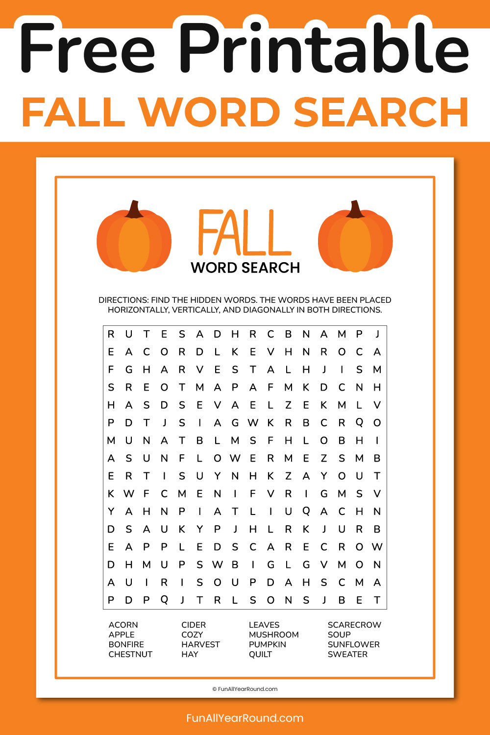 fall word search