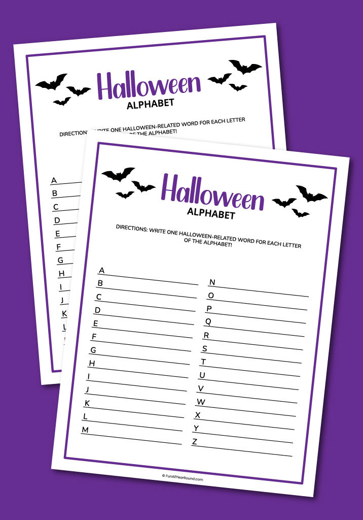 printable Halloween alphabet game