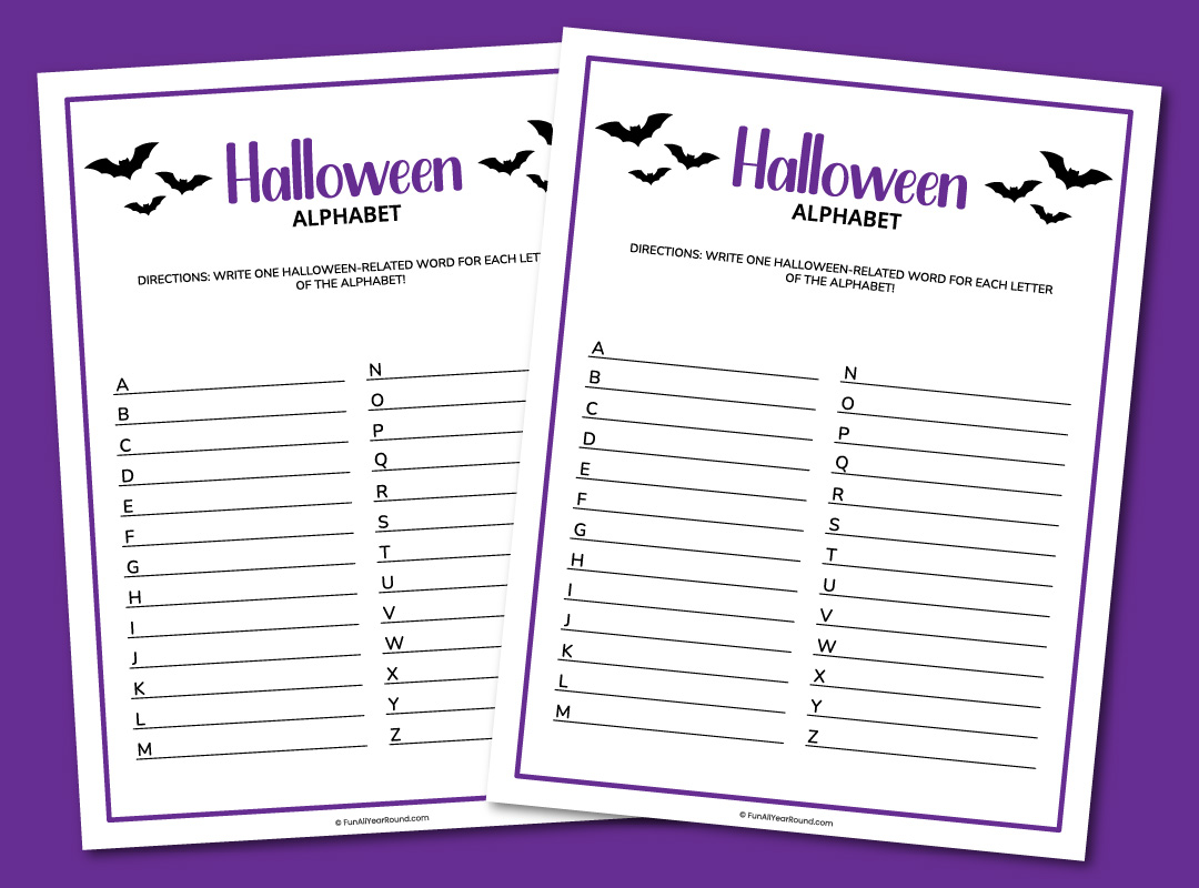 printable Halloween alphabet game