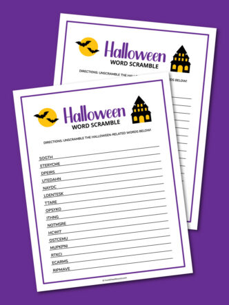 printable Halloween word scramble