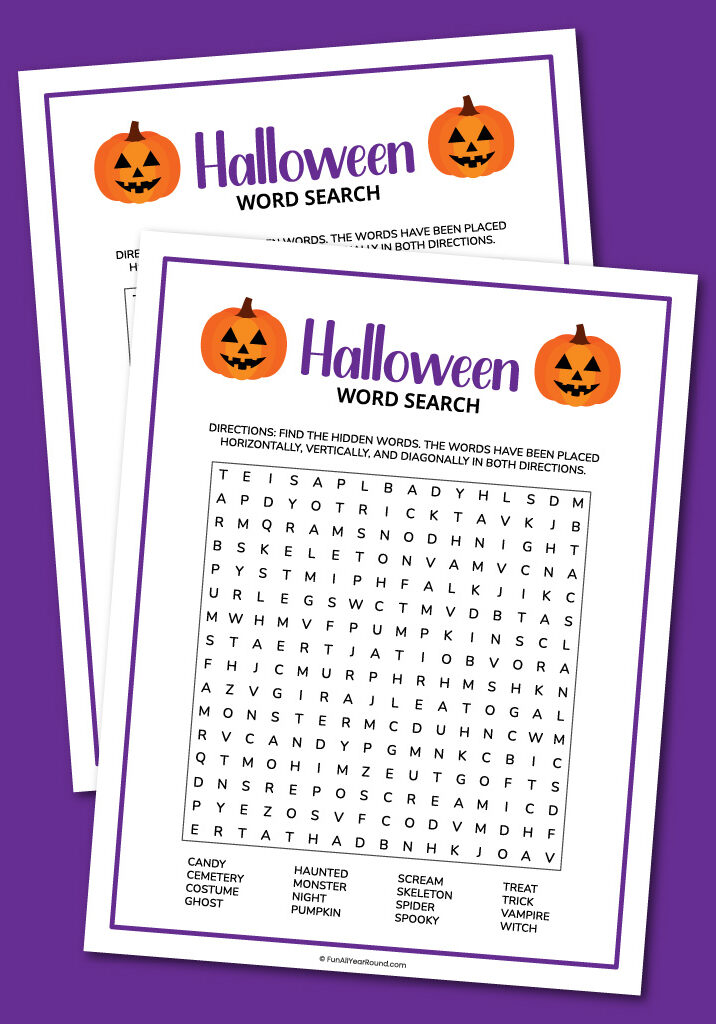 printable Halloween word search