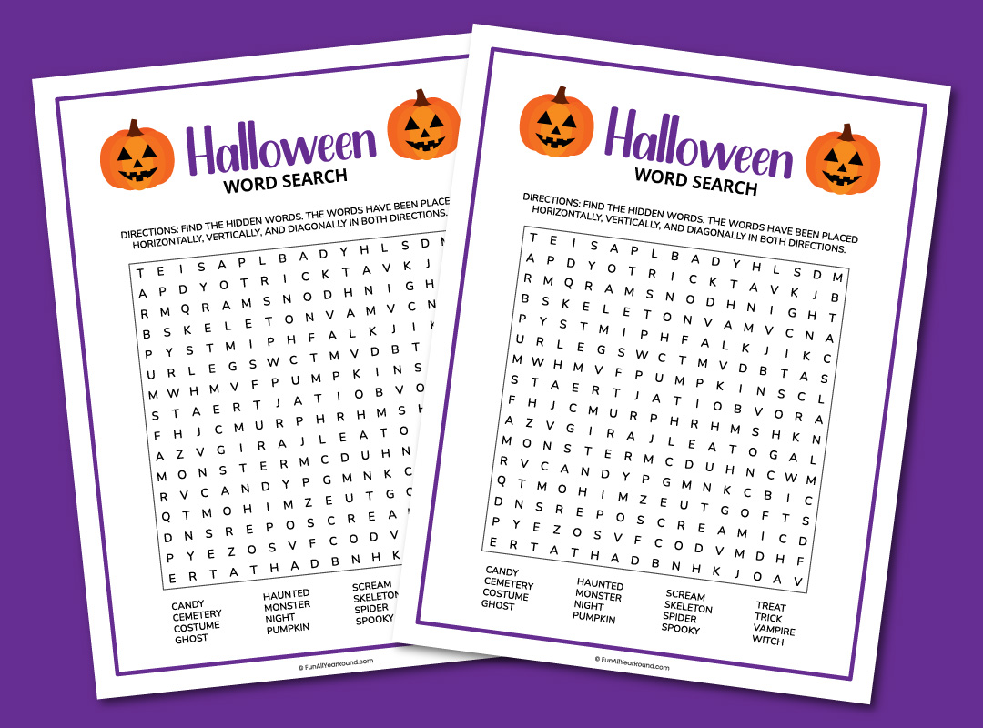 printable Halloween word search