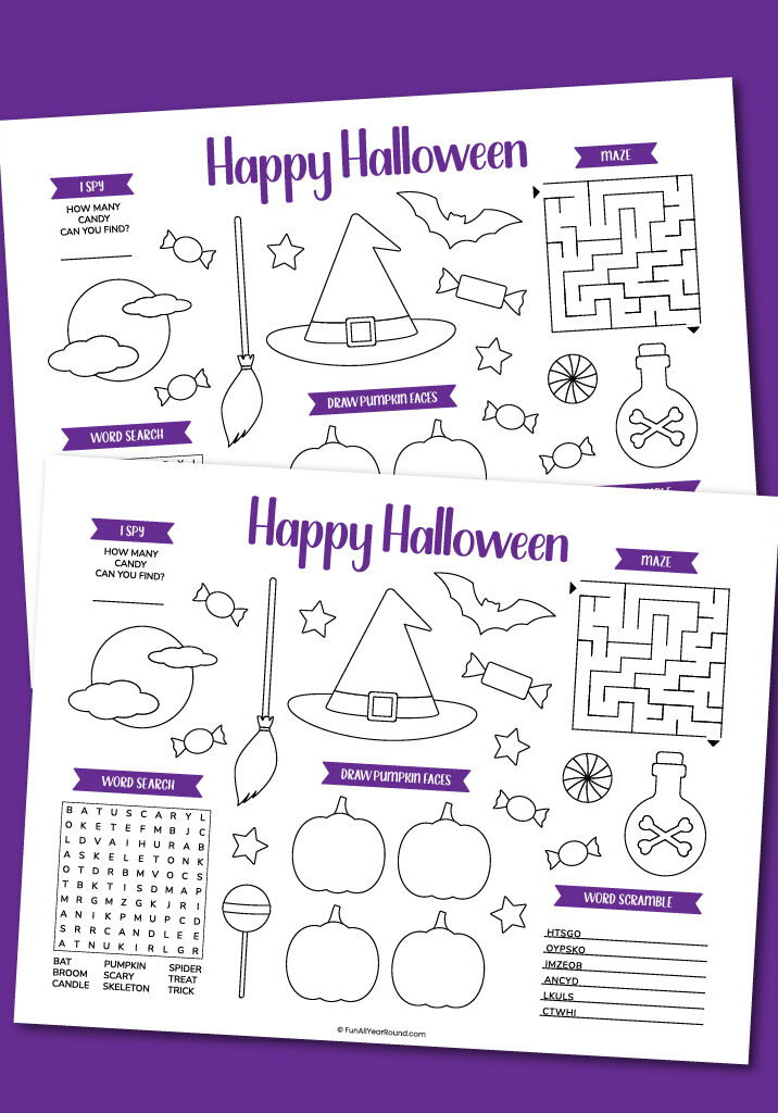 printable Halloween placemat