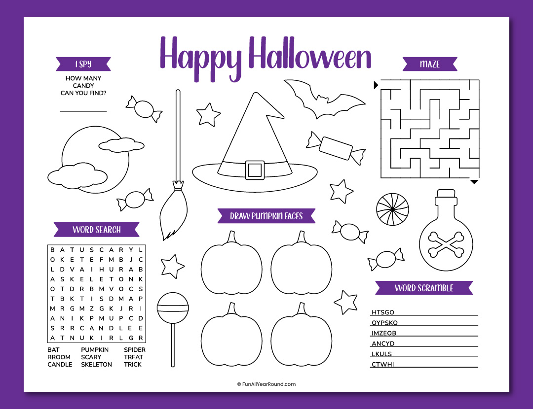 printable Halloween placemat