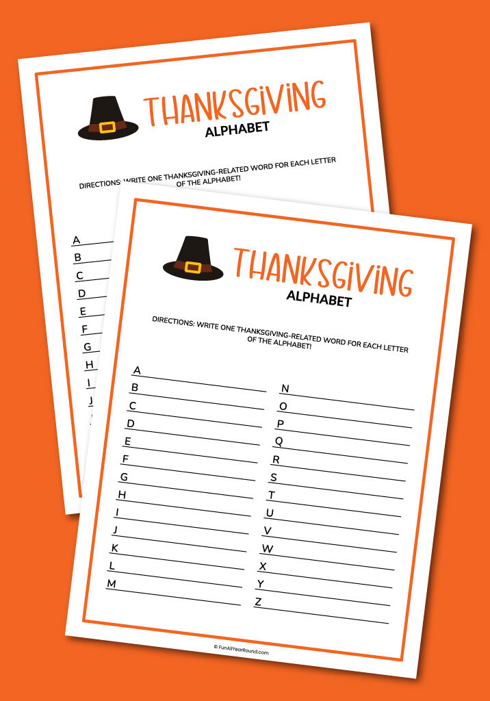 printable Thanksgiving alphabet game