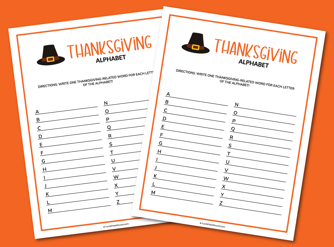 printable Thanksgiving alphabet game