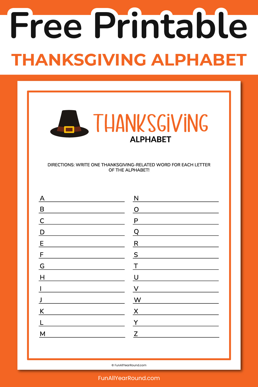 printable Thanksgiving alphabet game