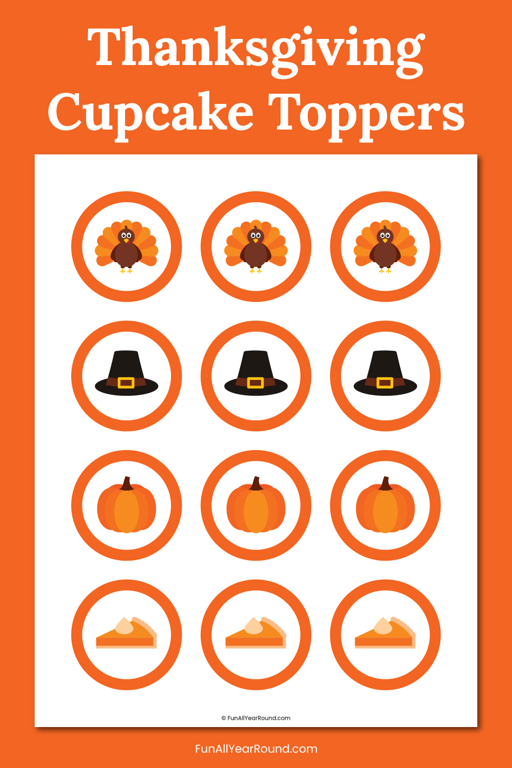 printable Thanksgiving cupcake toppers