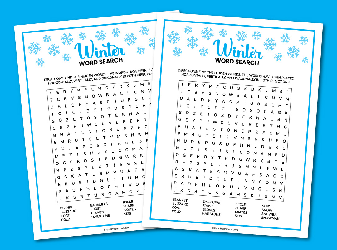 printable winter word search