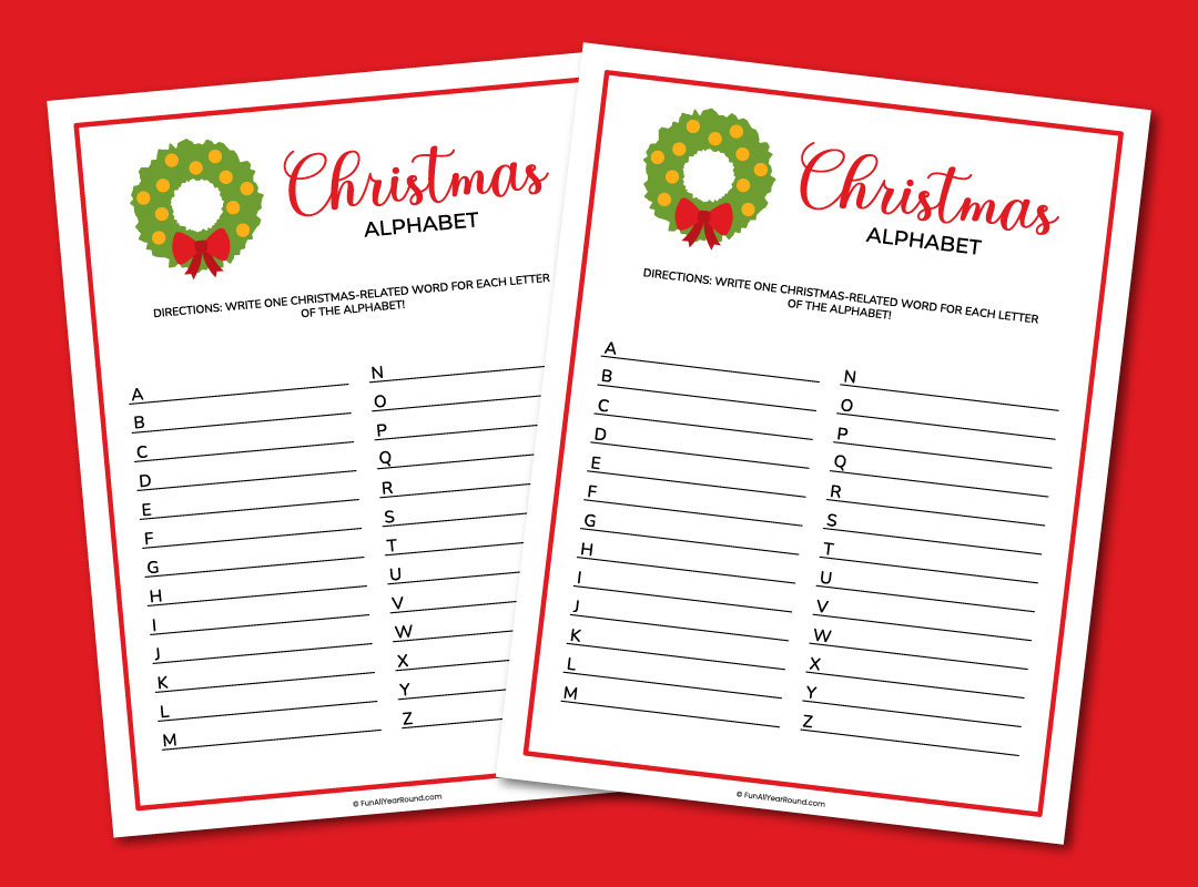 printable Christmas alphabet game