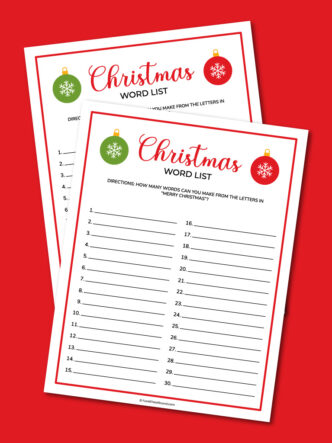 printable Christmas word list