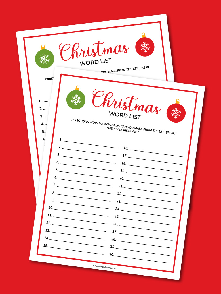 Christmas Word List Fun All Year Round Christmas word list fun all year round