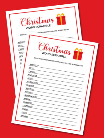 printable Christmas word scramble