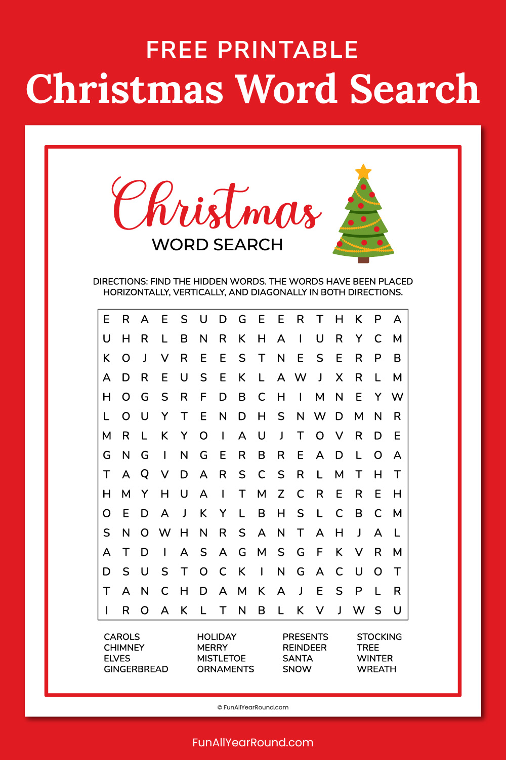 printable Christmas word search