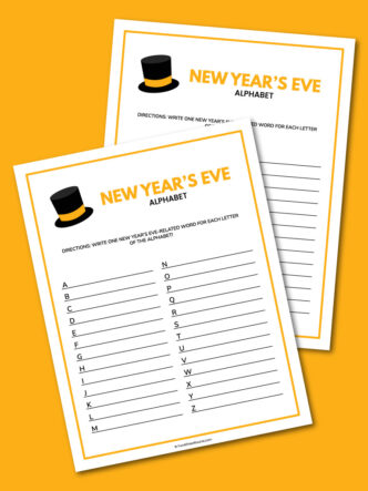 printable New Year's Eve alphabet game