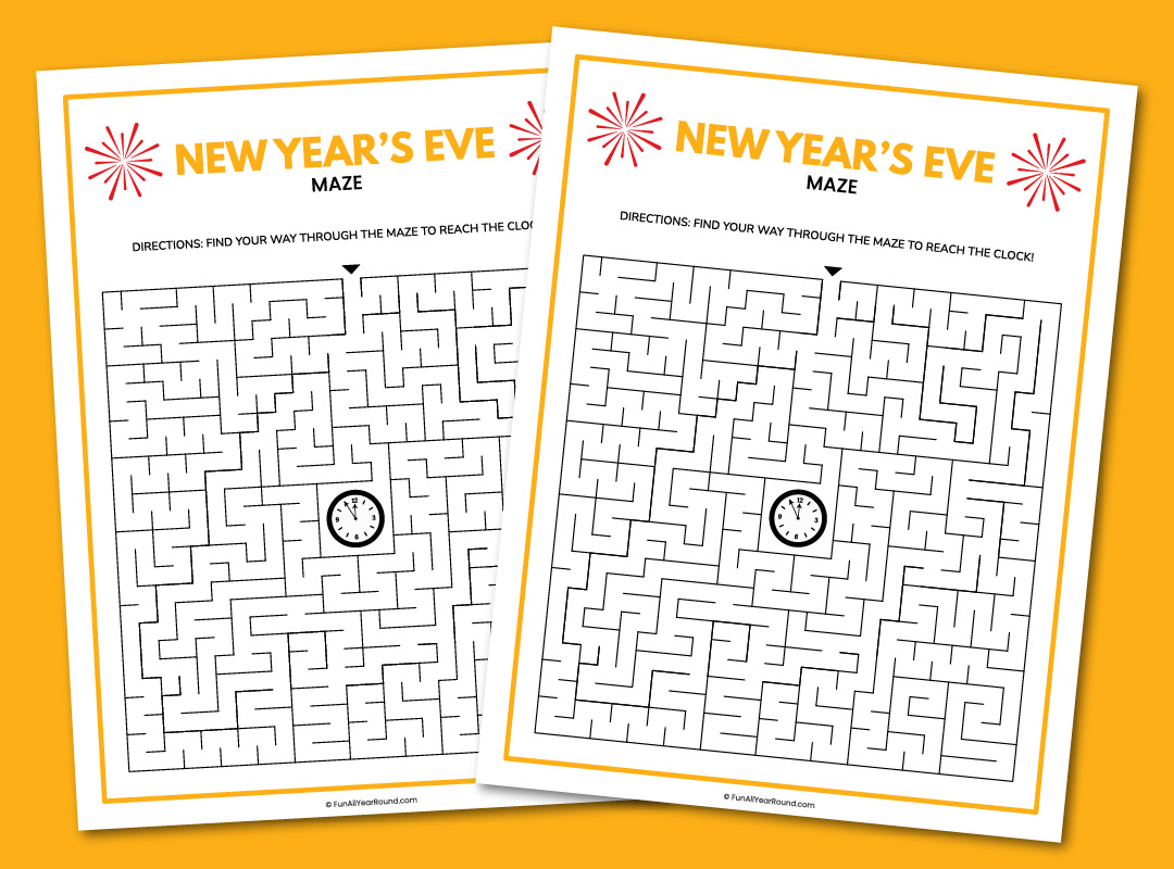 printable New Year's Eve maze