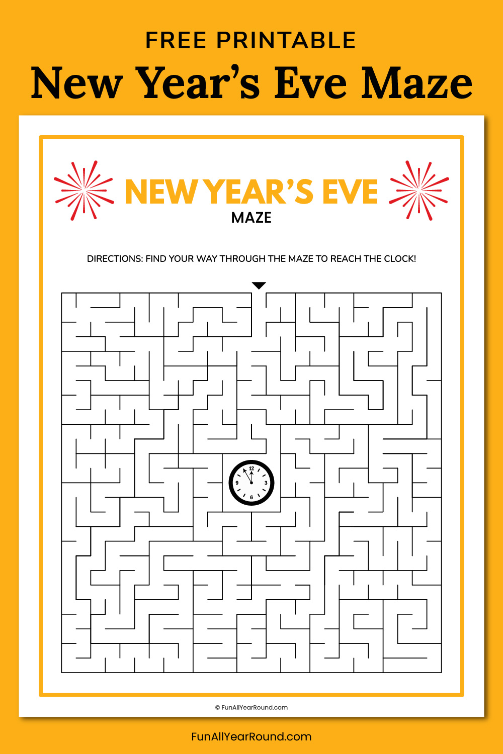 printable New Year's Eve maze