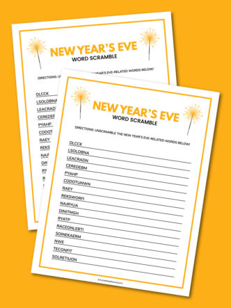 printable New Year's Eve word scramble