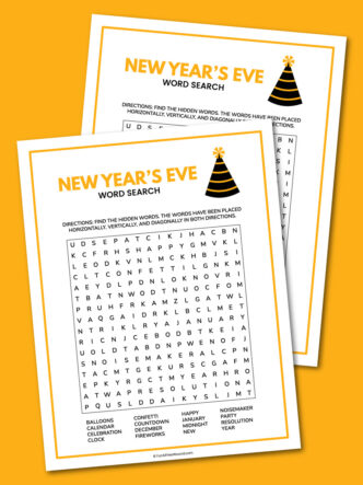 printable New Year's Eve word search