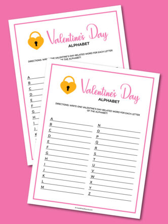 printable Valentine's Day alphabet