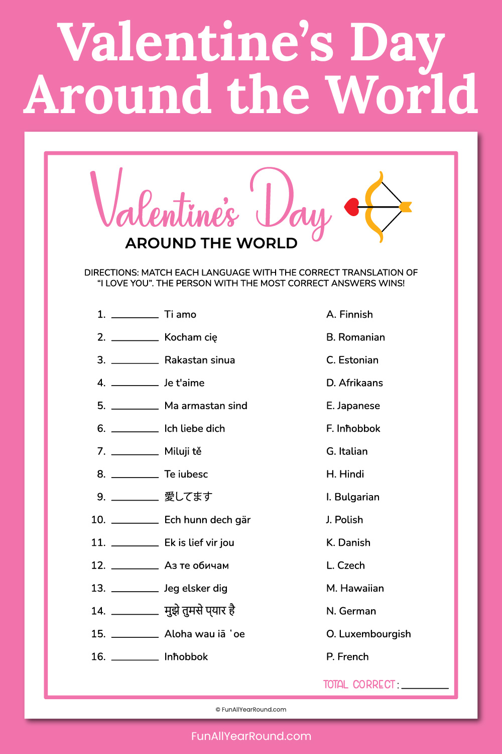 printable Valentine's Day around the world