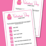 printable Valentine's Day candy dice