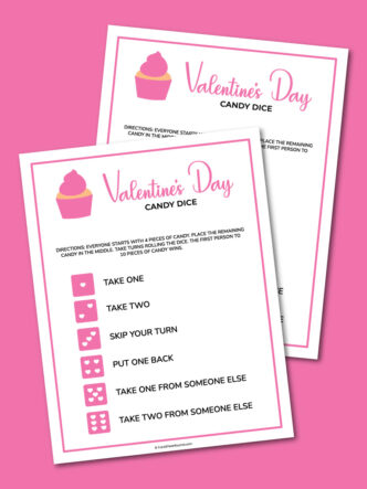 printable Valentine's Day candy dice