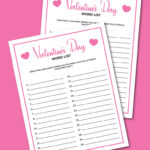 printable Valentine's Day word list