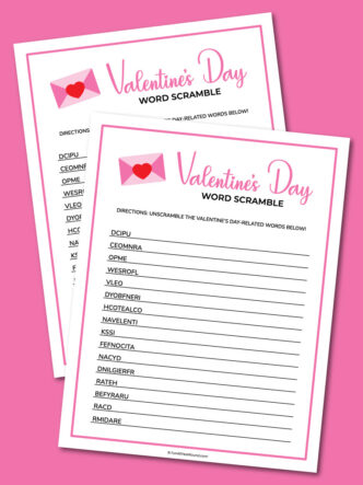 printable Valentine's Day word scramble