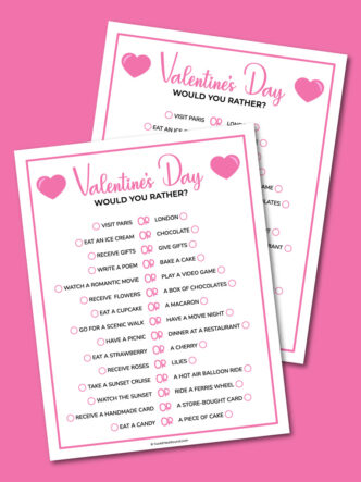 printable Valentine's Day would you rather