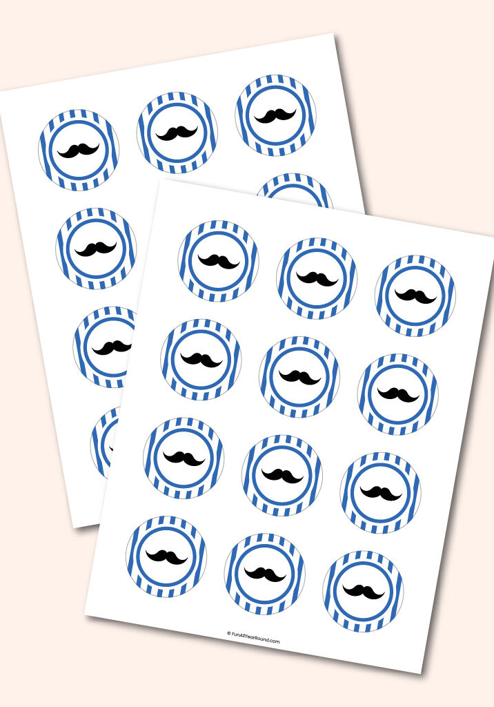 printable mustache cupcake toppers