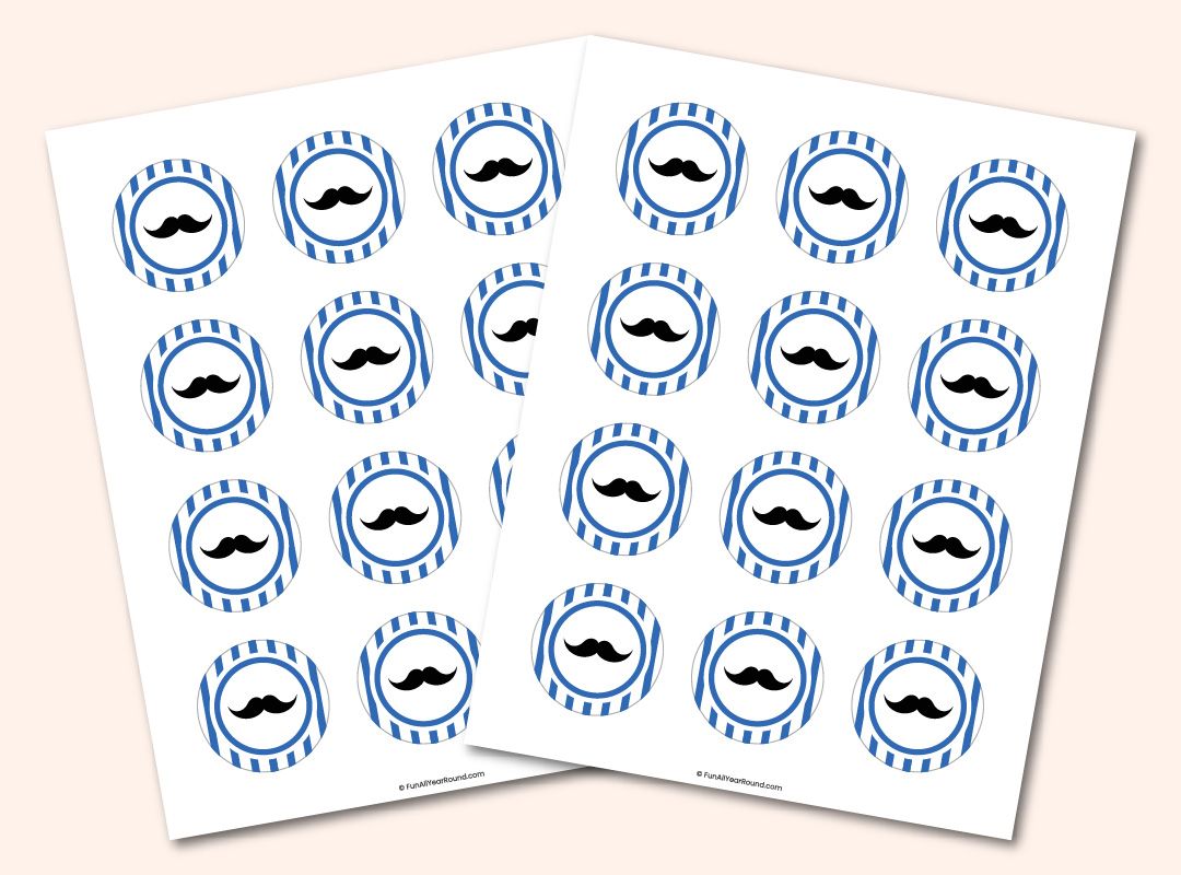 printable mustache cupcake toppers