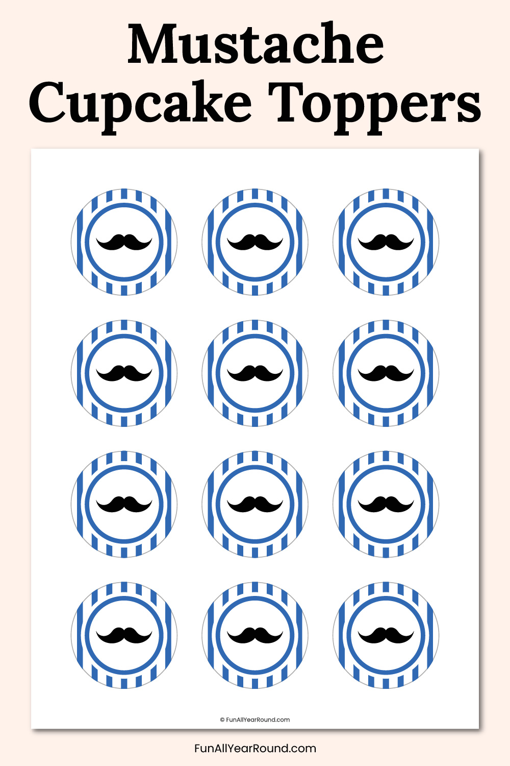 printable mustache cupcake toppers