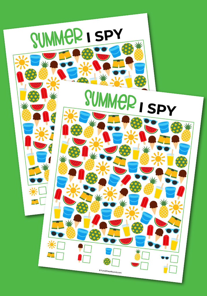 Printable summer I spy game