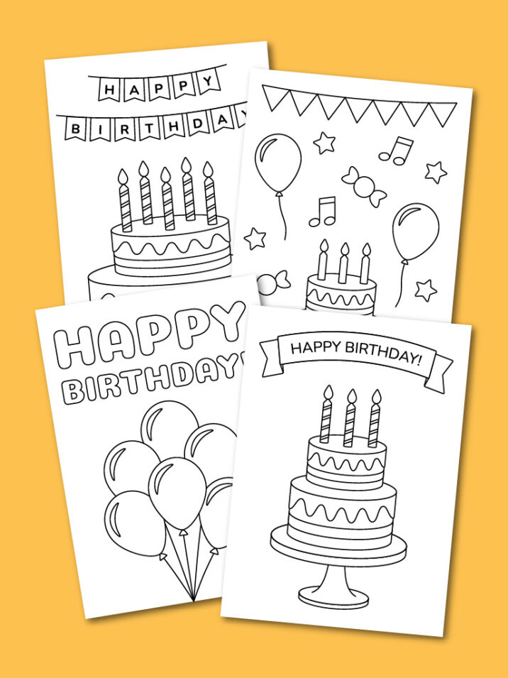 printable birthday coloring cards