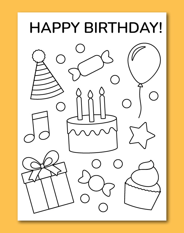 printable birthday coloring cards