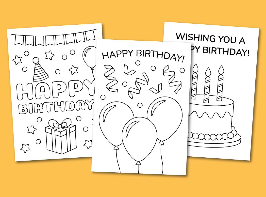 printable birthday coloring cards
